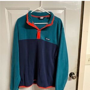 Men’s Lands' End Blue and Reddish Orange Fleece XL